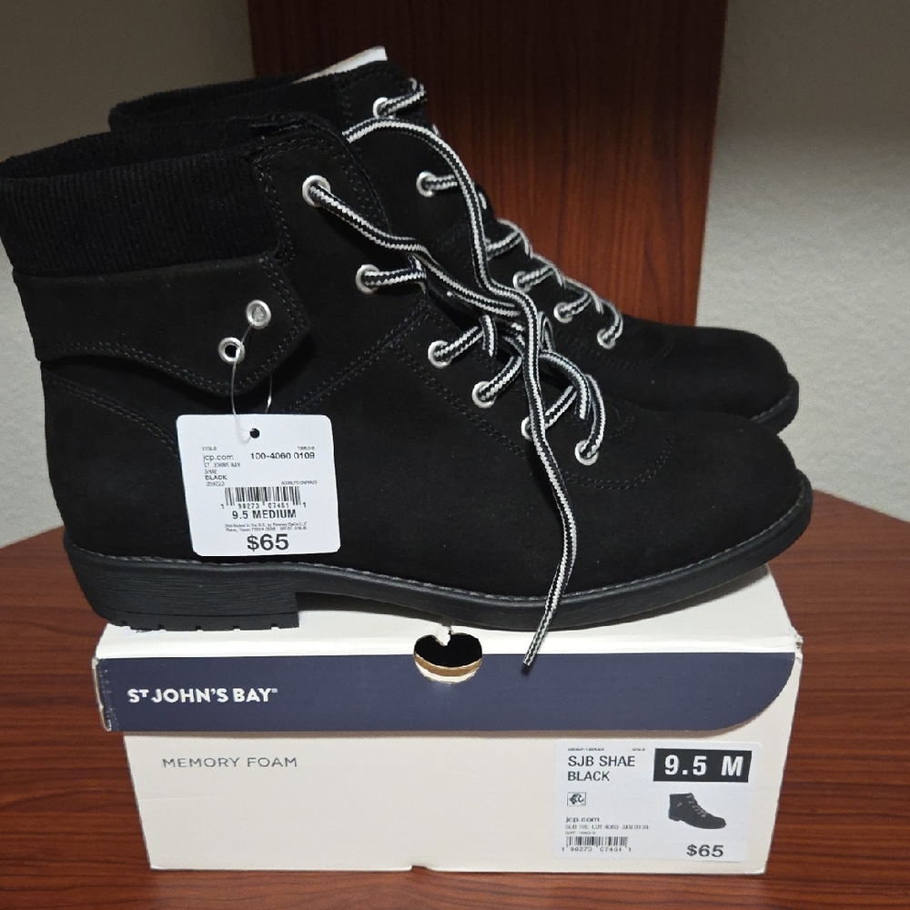 St. John's Bay Women's Lace-Up Boots in Black
